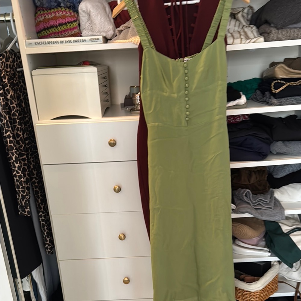 Reformation Olive Green Backless Dress